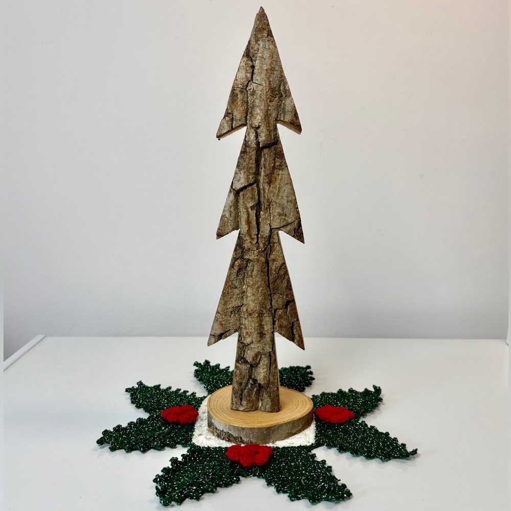 Raw Edge Tree Christmas Decor Handmade Rustic Cabin Cottage